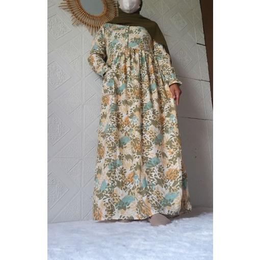Produk (Anisa Dress) Gamis Rayon Dada Kancing Rok Rempel (Busui