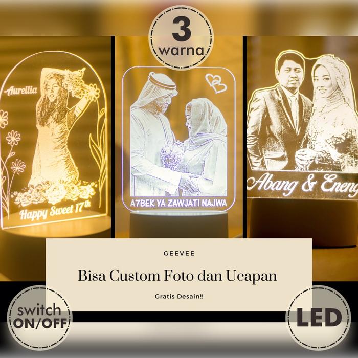 terlaris new Hadiah kado unik ultah Lampu akrilik foto custom lampu