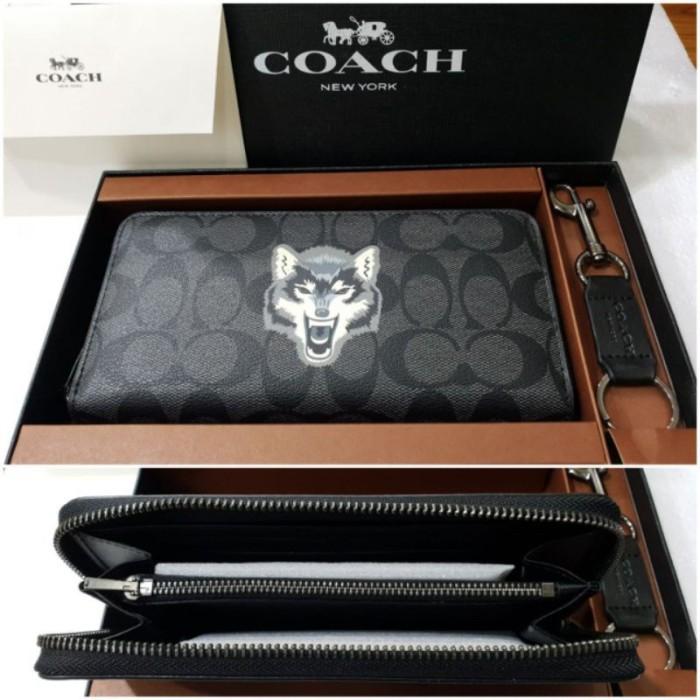 COACH Wallet Accordion In Signature Canvas With Wolf