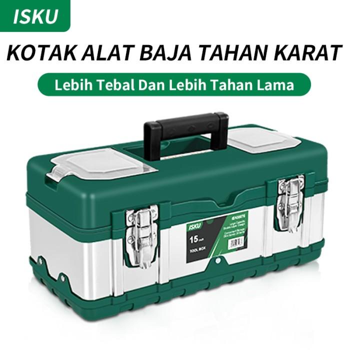 terlaris(Ryan) ISKU Tool box Besar Besi tahan karat box alat perkakas