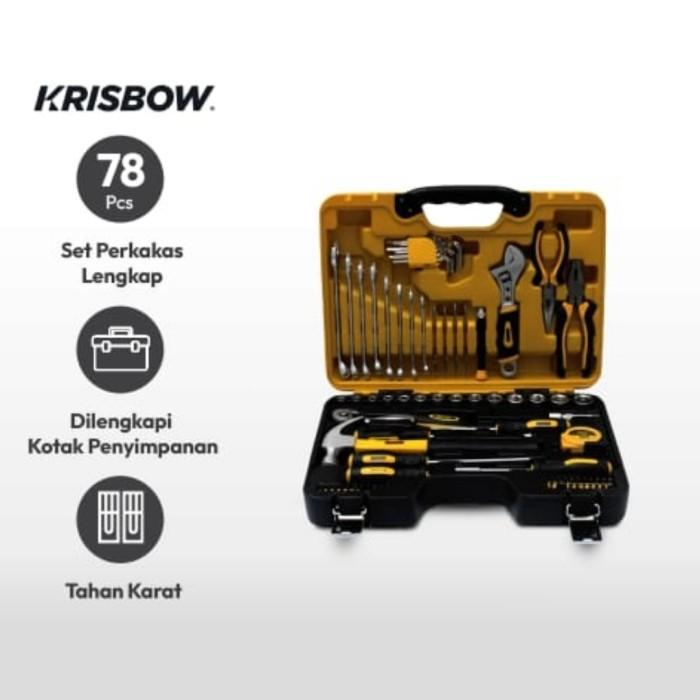 terlaris(Ryan) Krisbow set perkakas tool kit handtools tool mekanik 78