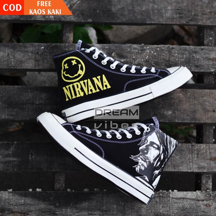 Terlaris Best Seller Sepatu Converse Pria Tinggi Nirvana Kurt Cobain