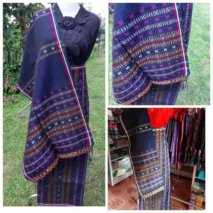 KAIN SONGKET PUCCA BINTIK TENUN TANGAN TARUTUNG PUCCA BUNGA MERAH NAVY