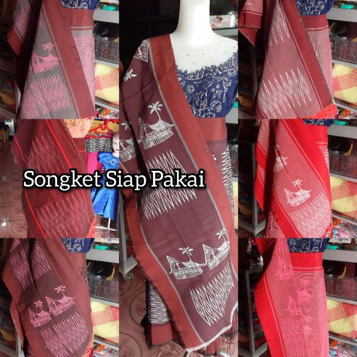 SONGKET SIAP PAKAI SELENDANG BORDIR CANTIK SONGKET SIBOLANG RASTA