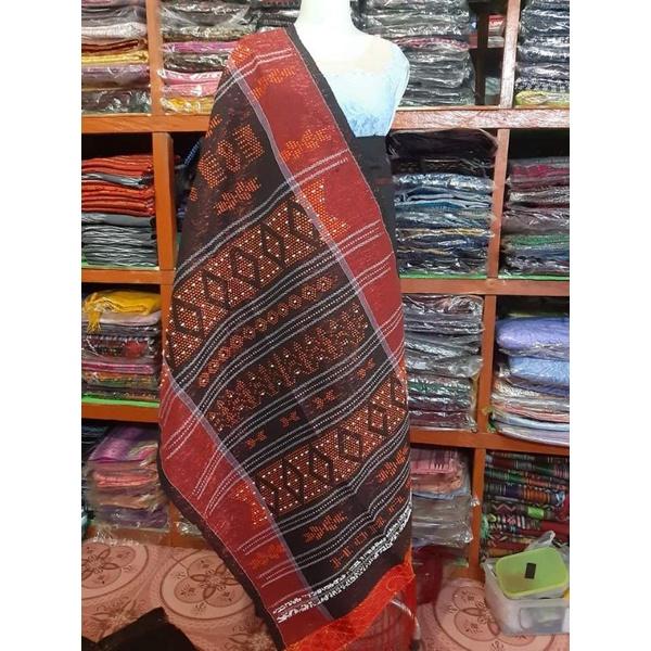 ULOS SADUM ANGKOLA CANTIK GLITTER DASAR HITAM 80x220CM ULOS BATAK FULL