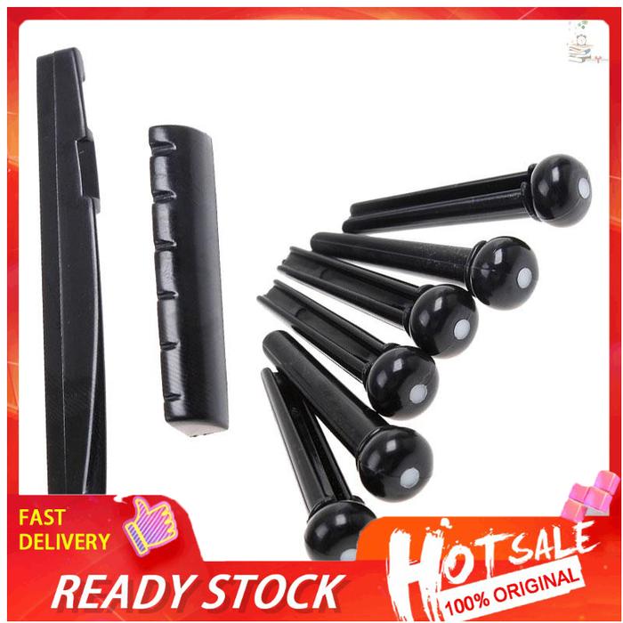 Promo Idx Set Pin Bridge Saddle Nut Bahan Tulang Untuk Gitar Folk