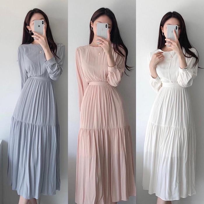 Produk ilook | Chiki Dress | Dres Simple Midi | Gaun Cantik Korean