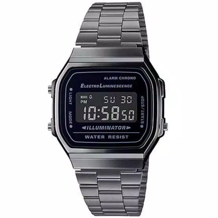 Jam Tangan Digital Petak Model Casio Led Rantai Pria / Wanita Fashion