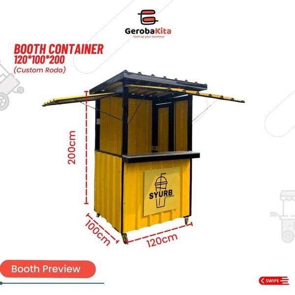 booth kontainer makanan minuman roda lantai ukuran 120x100x200