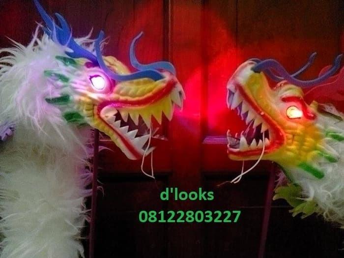 Aksesoris Kostum Mainan Mainan Anak Kepala Naga Liong Imlek Mata Nyala