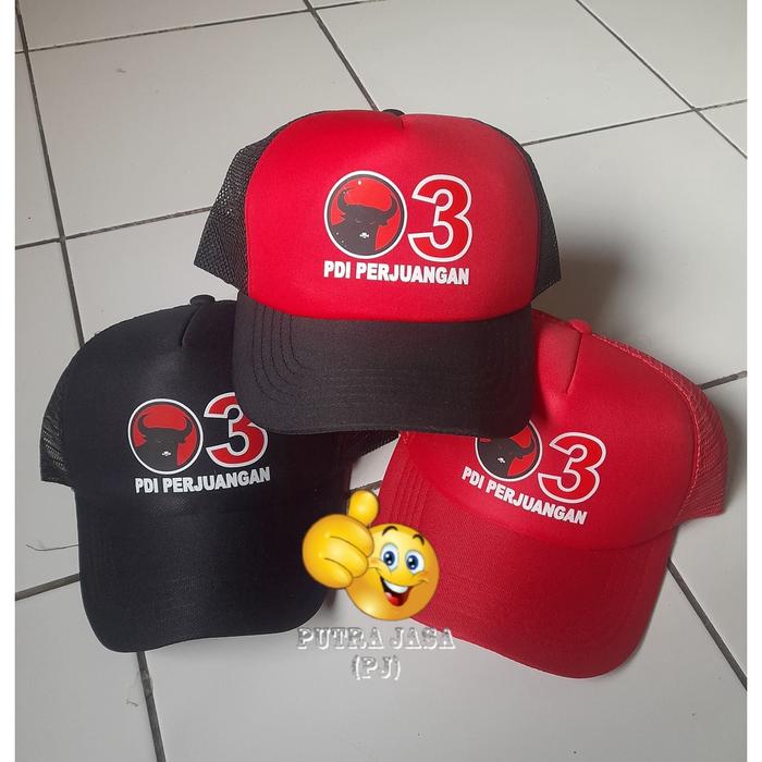 Topi Jaring Partai Pdip + Nomor Urut/Topi Trucker Partai Pdip