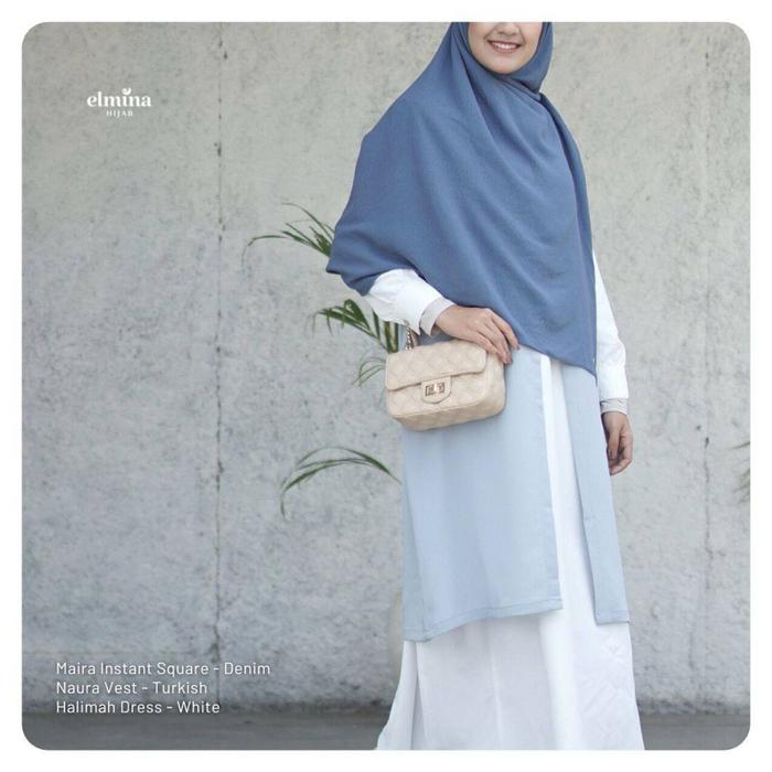 TERMURAH Elmina Naura Outer Vest Cardigan Pastel Tanpa Lengan Biru