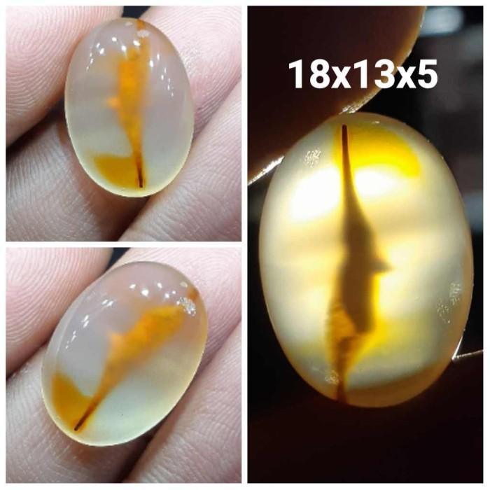 Natural Akik Batu Kristal Motif Gambar Kembang Api Air Mancur Antik