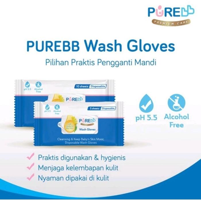 TM27 PUREBB SD WASH GLOVES WASLAP WASHLAP BASAH ISI 2 4 5 10 SHEETS