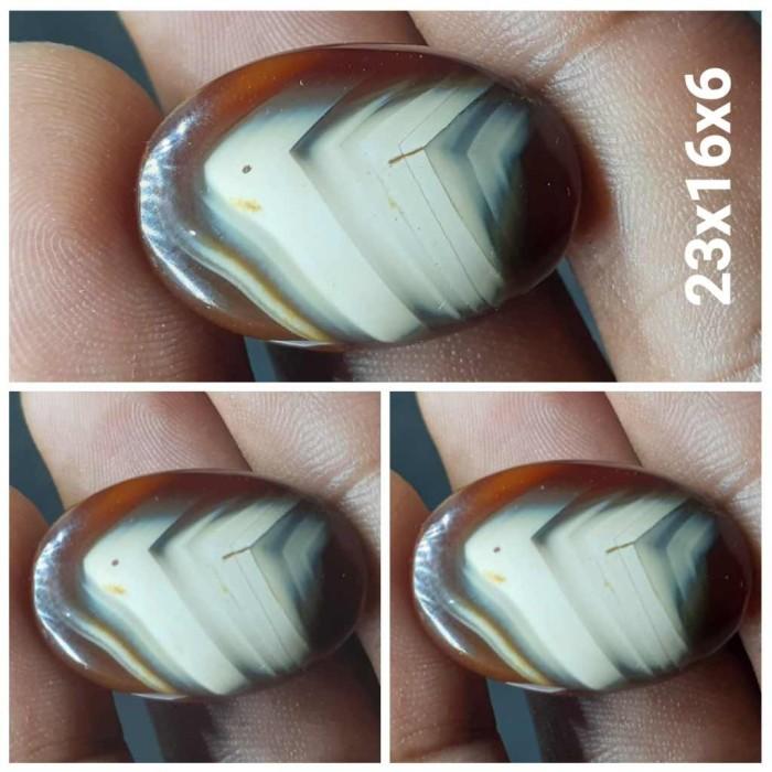 Natural Akik Batu Motif Gambar Ikan Laut Segitiga Manfish Unik Antik 1