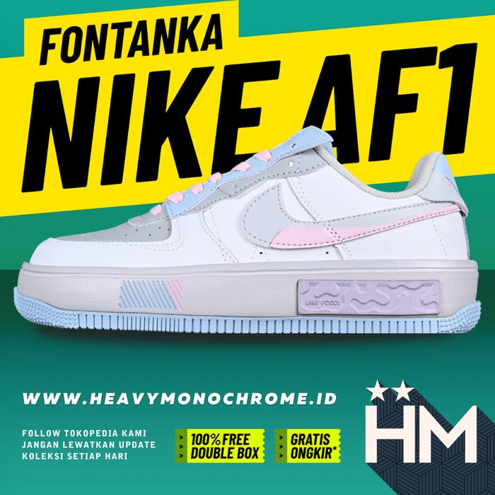 Sneaker Wanita AF 1 Fontanka White Purple Blue CW6688-605 (Sz 36-45)
