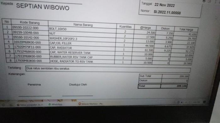 Orderan Septian Wibowo