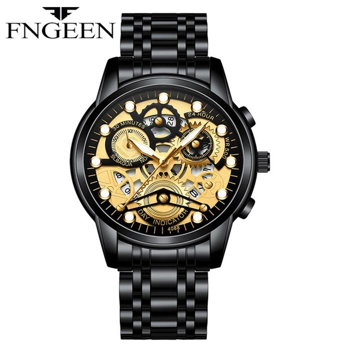 FNGEEN 4088 Jam Tangan Pria Luxury Stainless Steel Quartz Original