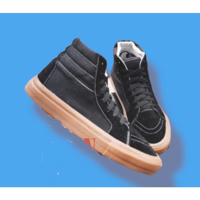 ZO814 SEPATU LOKAL NOBRAND 36-44 S SK8 HIGH BLACK GUM VULCANIS PREMIUM