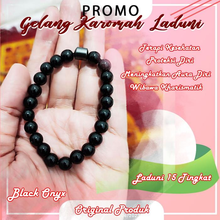 Gelang Laduni Gelang Terapi Kesehatan Batu Alam Onyx Magnetik 8MM
