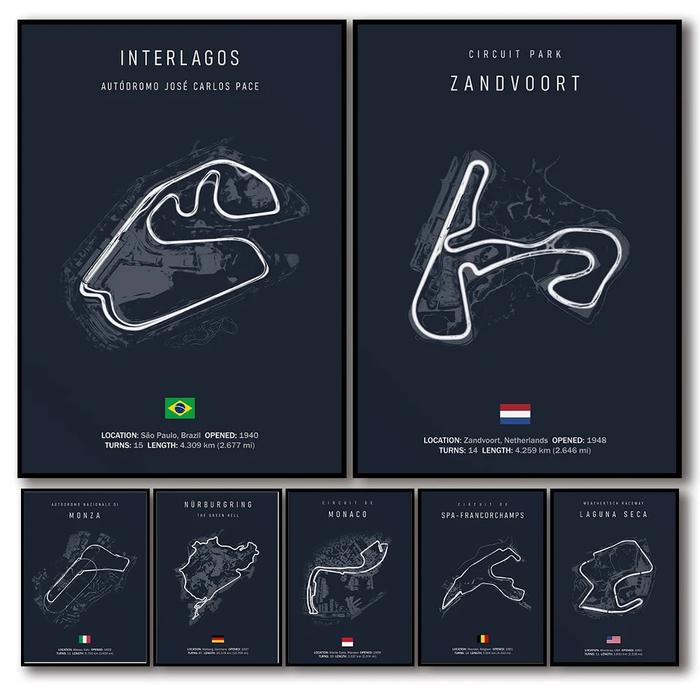 2023 F1 Imola Monaco Zandvoort Track Circuit Park Canvas Painting