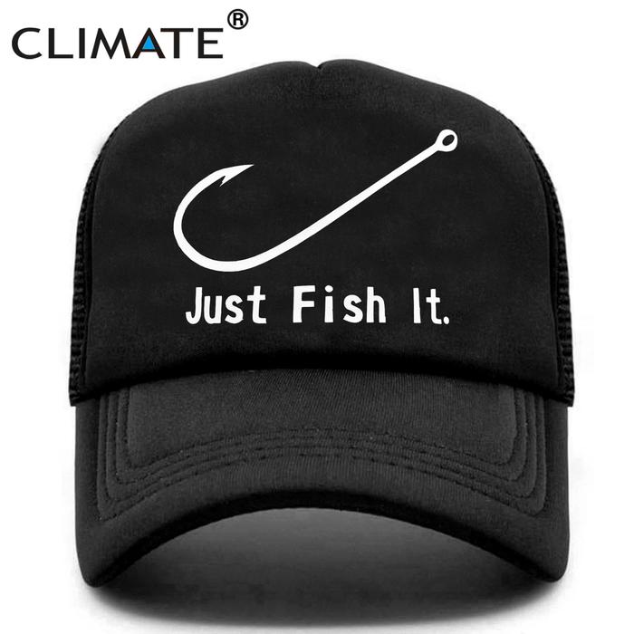CLIMATE Fishing Cap Fish Hook Trucker Cap Just Fish It Cap Men Funny
