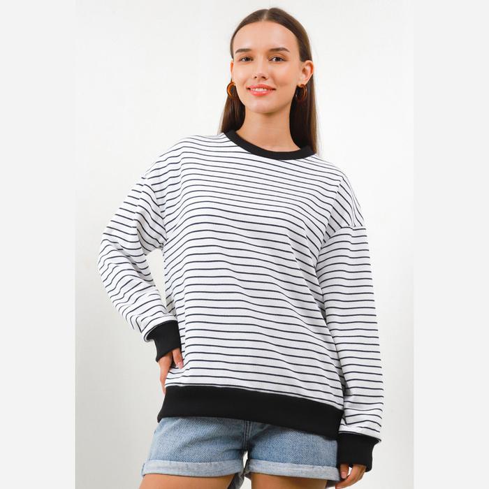 MEIJI-JOY Sweater Lengan Panjang Long Sleeve Stripe Wanita OW/Black