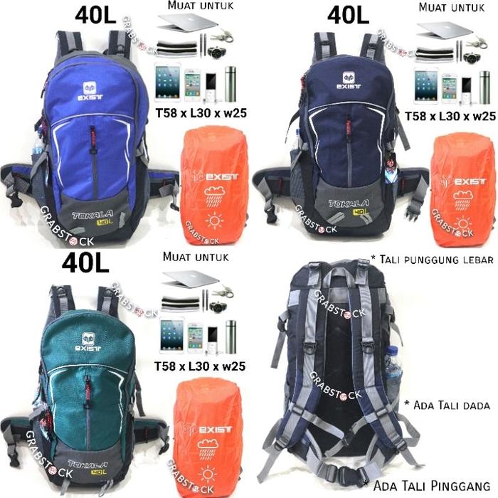 terbaru(MRT) Exist Ransel Semi Carrier Plus Raincover Tokala 40L ready