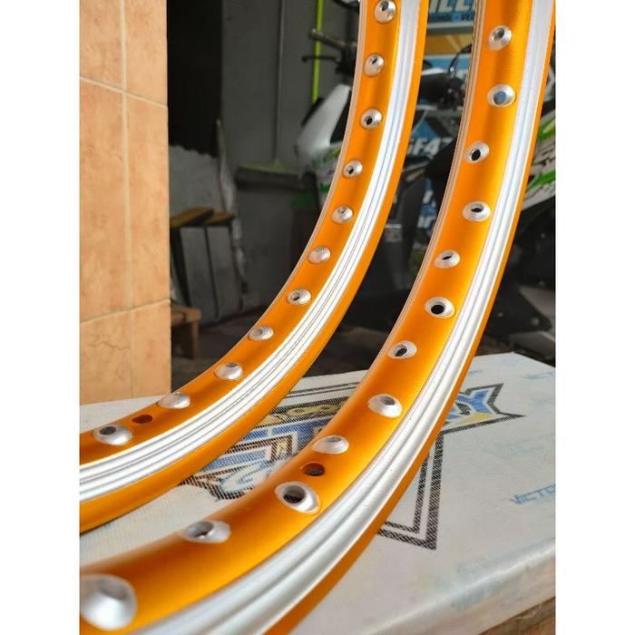 velg dbs U shape motif gelombang warna twotone gold silver ukuran 140