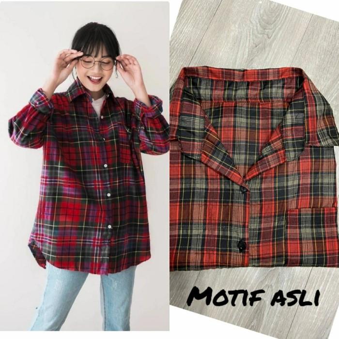 KEMEJA WANITA KOREA BAJU KEKINIAN FASHION PEREMPUAN JUMBO KOTAK AULIA
