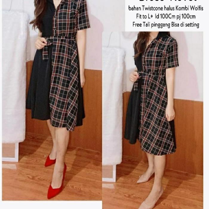 BAJU DRESS WANITA KOREA BAJU CASUAL TERUSAN PEREMPUAN COMBI NOVEL