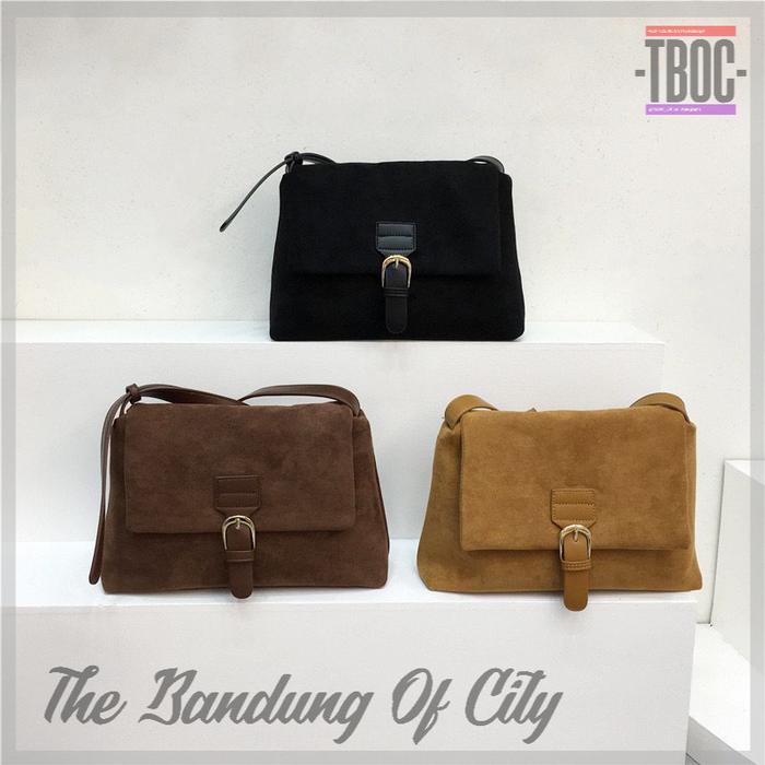 Tas Selempang Beludru Wanita Tas Cewek Retro Suede Messenger Bag GS574