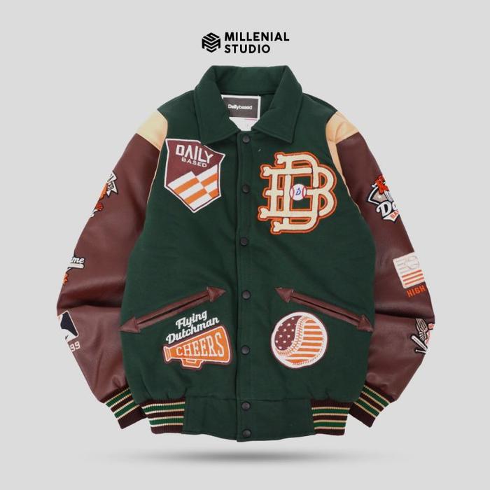 Varsity Jacket Jimny Green Dailybased Millenial Jaket baseball pria
