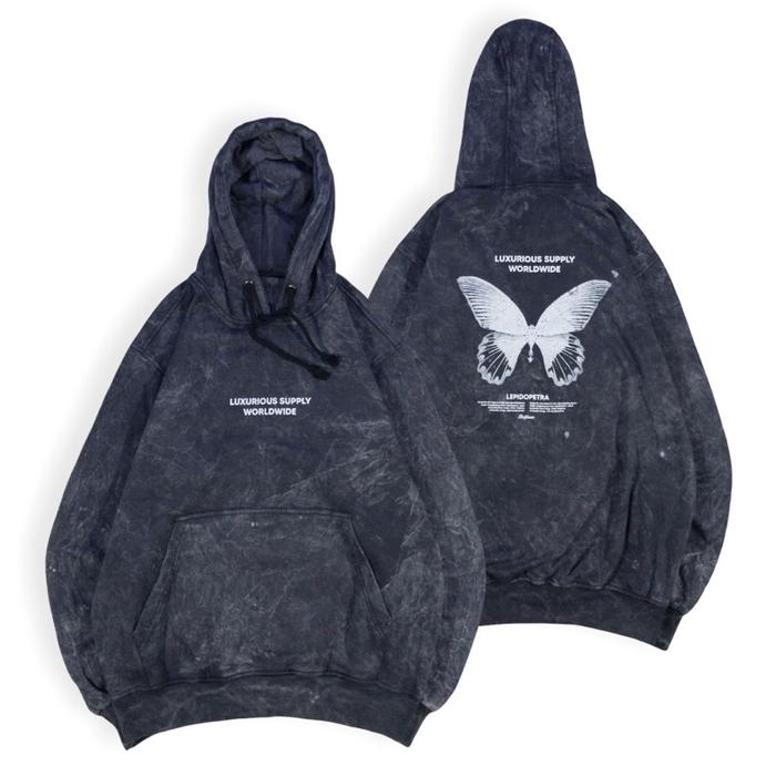 SWEATER JAKET HOODIE GRAPHIC WASHED LUXURIOUS BUTTERFLY HDW 525