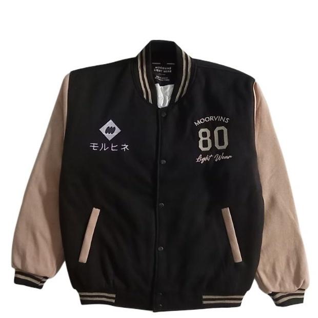 Moorvins varsity jaket eighty black Jaket baseball pria wanita news