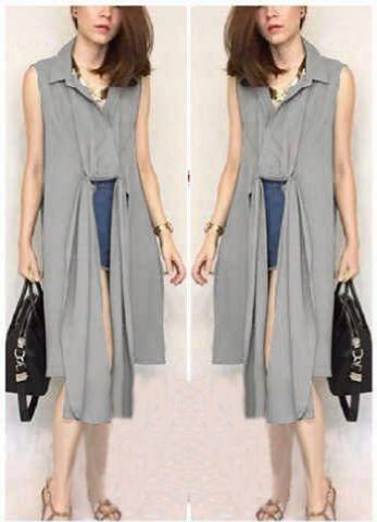 [Hem Windy Abu SW] kemeja wanita crepe abu abu