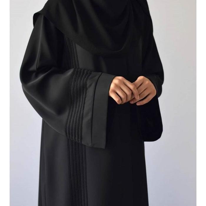 GAMIS DRESS ABAYA FATIMAH LIST HITAM POLOS EXCLUSIVE DUBAI ARAB TURKEY