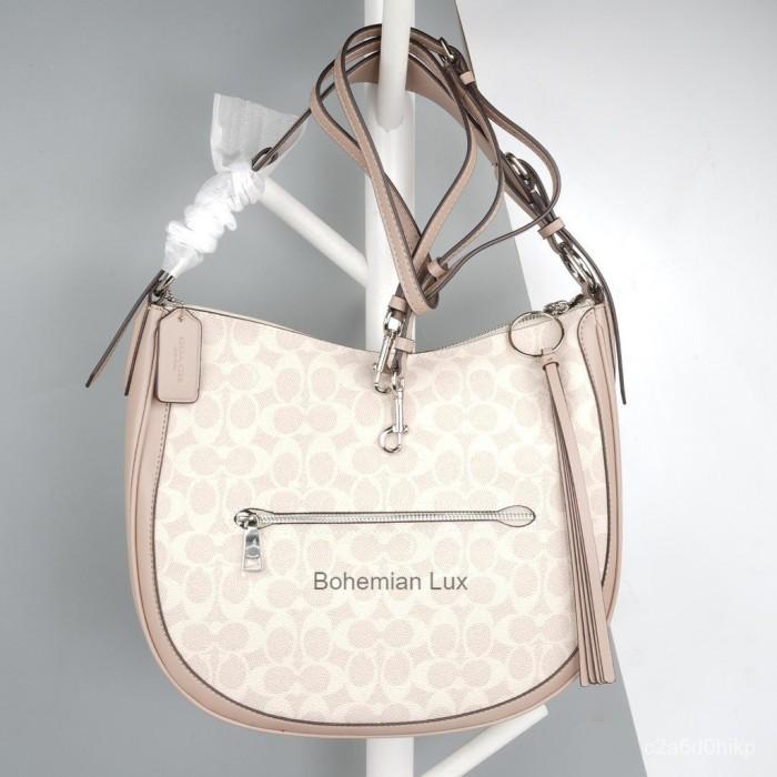 COACH Sutton Hobo Crossbody Half Moon Bag In Khaki Signature Jacquard