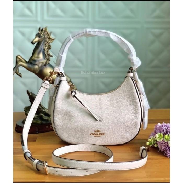 COACH Kleo Hobo Top Zip In Chalk Refined Leather