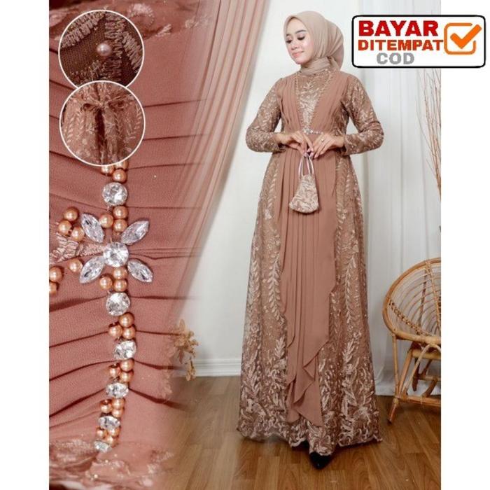 Gamis Brukat Ter Baju Wanita Jumbo Abaya Kebaya Dress Naa Naila Syari