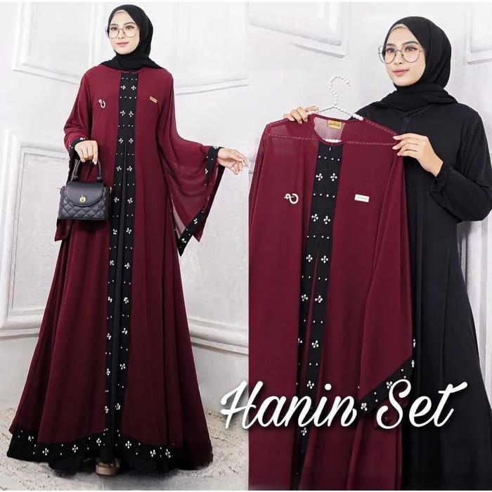 Hanin Set Gamis Wanita Matt Ceruty Ootd Dress Kondangan Fashion