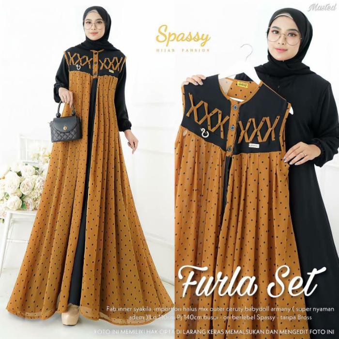 Gamis Jumbo Furla Set / Gamis Kekinian Terbaru Size Jumbo / Gamis
