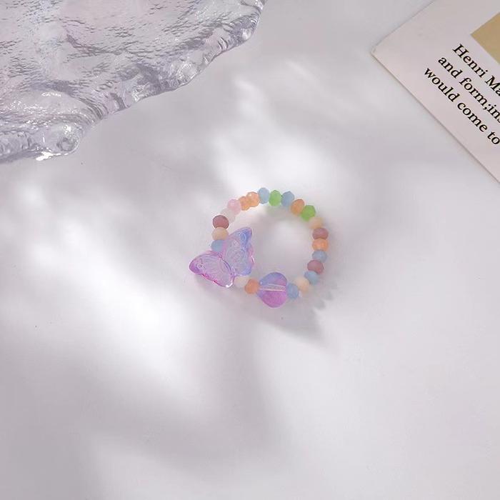 Gelang Tangan Cincin Kalung Manik-Manik Kristal Butterfly Warna-Warni
