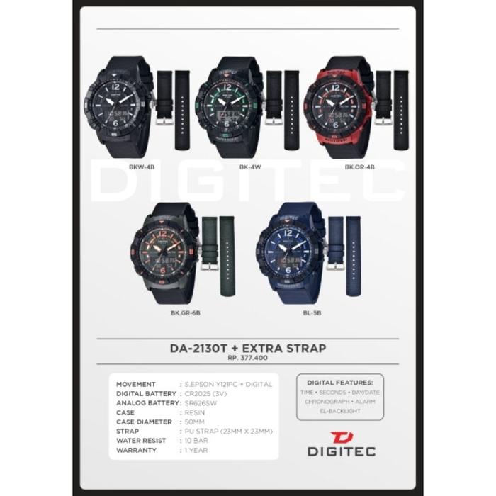 Jam tangan pria DIGITEC DA-2130T Original Free strap kanvas