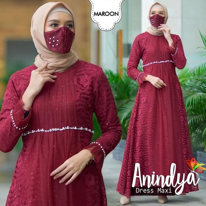 Maxi Dress Pakaian Wanita Terbaru Baju Maxy Cantik Brukat Anindya