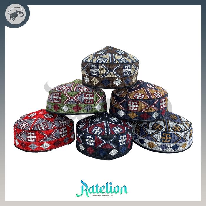 Peci PAKISTAN / Kopiah Haji Lokal Santri Dewasa dan Anak Motif Bordir