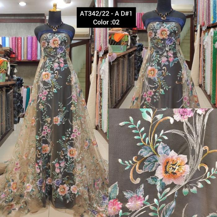 Kain Tile Brokat Valentino Multicolor 3D AT342 Timbul Nude