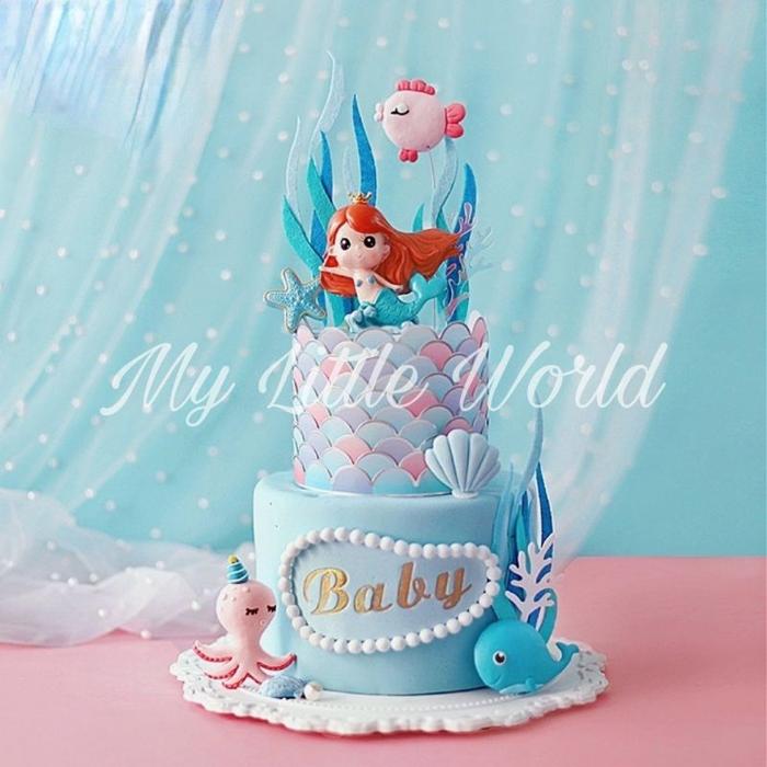 Topper Mermaid Putri Duyung Seaworld Princess Figurin Hiasan Kue Ulang