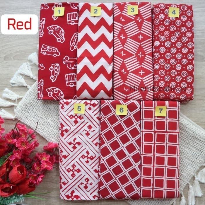 Kain Samping Batik cap garutan katun premium merah kain panjang halus
