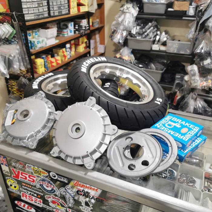 Paket Upgrade Velg Tubeless Scarlet set Ban Michelin s1 Vespa Super PS